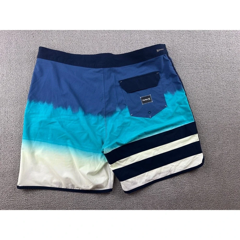 Hurley Board Shorts Men L‎ Blue Phantom Performance Colorblock Beach Vacation